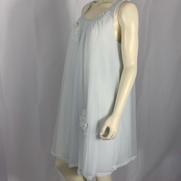 Vintage 1960s Pale Powder Blue Sheer Babydoll Nightgown | Small | by Vanity Fair - Picture 9 of 16